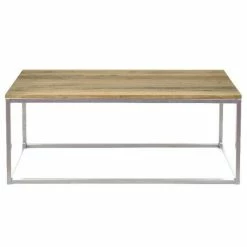 Meilleur prix ✔️ Table Basse Auxiliaire Icub - Industriel Vintage Bois Et Métal 100x45x40cm Blanc 😉