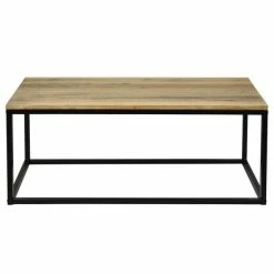 Meilleur prix ✔️ Table Basse Auxiliaire Icub - Industriel Vintage Bois Et Métal 120x45x40 Cm Noir ✨