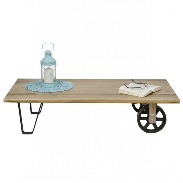 Tout neuf ???? Table Basse Avec 2 Roues En Fonte Style Industriel Vintage – 120 X 60 X 27 Cm ???? 1 Tout neuf ???? Table Basse Avec 2 Roues En Fonte Style Industriel Vintage – 120 X 60 X 27 Cm ????