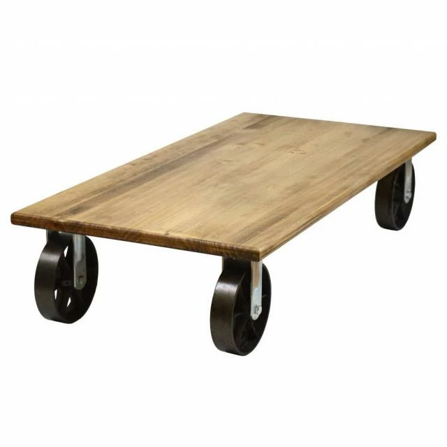 Table basse avec 4 roues en fonte style industriel vintage – 120 x 60 x 27 cm Le moins cher ???? Table Basse Avec 4 Roues En Fonte Style Industriel Vintage – 120 X 60 X 27 Cm ???? -Buffets Shop table basse avec 4 roues en fonte style industriel vintage 120 x 60 x 27 cm 2