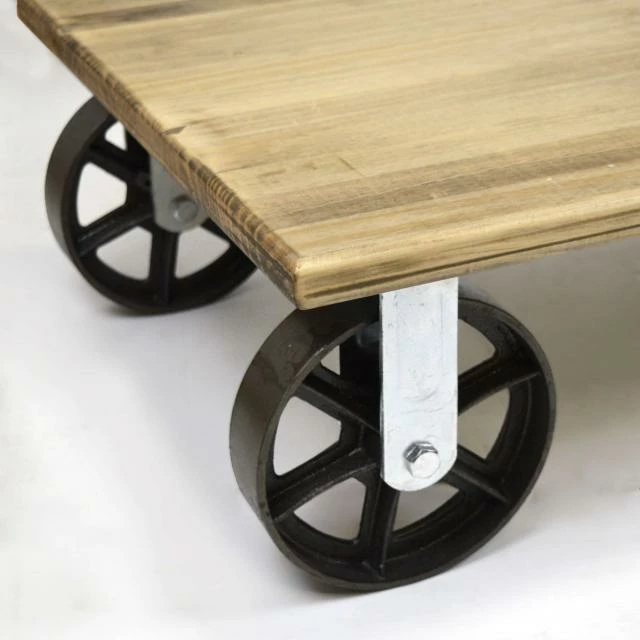 Table basse avec 4 roues en fonte style industriel vintage – 120 x 60 x 27 cm Le moins cher ???? Table Basse Avec 4 Roues En Fonte Style Industriel Vintage – 120 X 60 X 27 Cm ???? -Buffets Shop table basse avec 4 roues en fonte style industriel vintage 120 x 60 x 27 cm 4