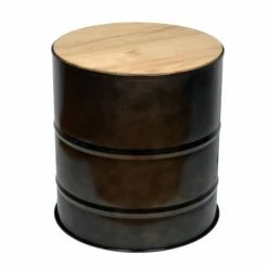 Coupon ???? Table Basse Bidon Industriel Metal 46,5 Dia X 50 Cm ❤️