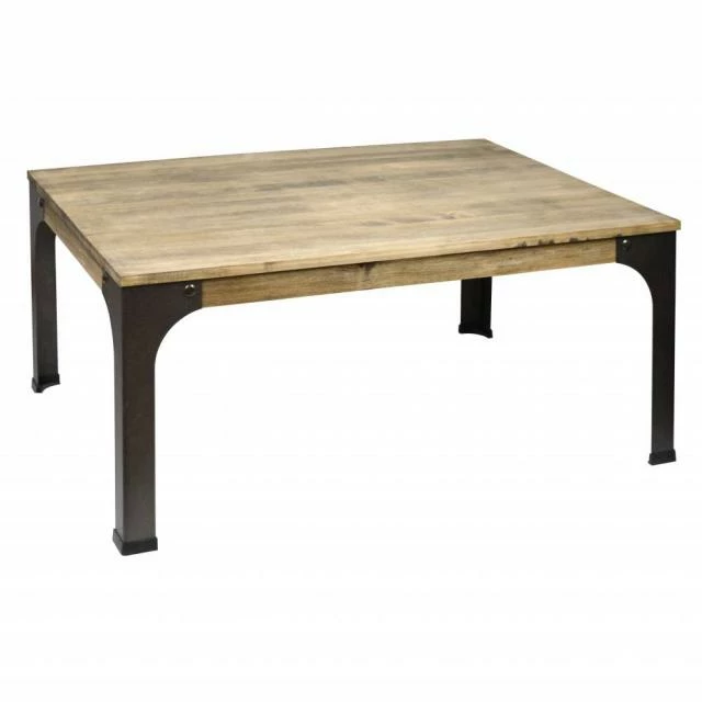 Bon marché ???? Table Basse Bristol. Style Industriel Vintage Bois Et Métal 80x80x46h. Cm ???? 2 Bon marché ???? Table Basse Bristol. Style Industriel Vintage Bois Et Métal 80x80x46h. Cm ???? – Image 2