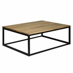 Vente flash ???? Table Basse Icub. Style Industriel Vintage Bois Et Métal 100x80x37 Cm. Noir ????