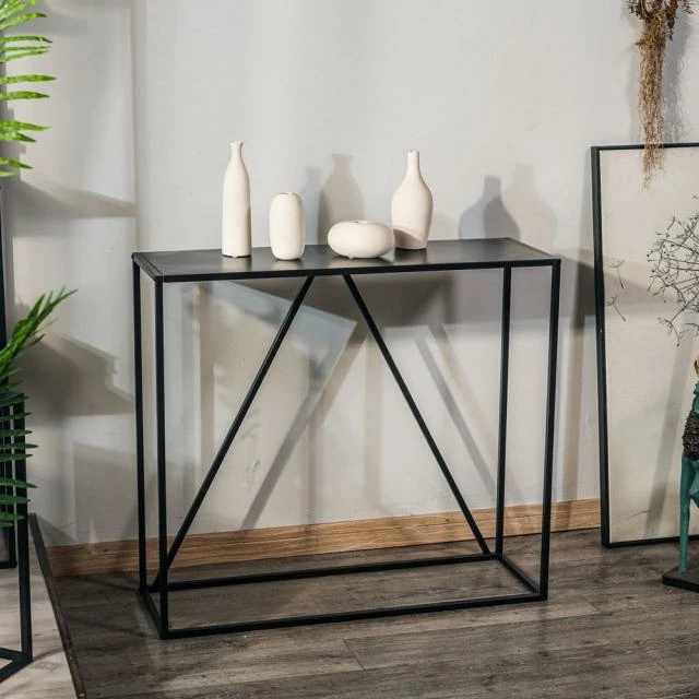 Table console noire design industriel moderne en métal 90x30x80 cm Budget ???? Table Console Noire Design Industriel Moderne En Métal 90x30x80 Cm ???? -Buffets Shop table console noire design industriel moderne en metal 90x30x80 cm 02