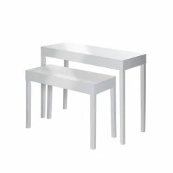 Tout neuf ???? Table De Présentation Blanc Laqué L100 X P40 X H79.5cm - L80 X P35 X H60cm X2 ????
