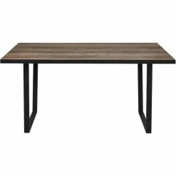 Le moins cher ???? Table De Repas Extensible Marron - Plateau Bois Pieds Métal Noir 160 X 90 Cm ????