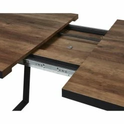 Le moins cher ???? Table De Repas Extensible Marron - Plateau Bois Pieds Métal Noir 160 X 90 Cm ???? -Buffets Shop table de repas extensible marron plateau bois pieds metal noir 160 x 90 cm 03
