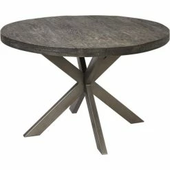 Tout neuf ???? Table De Repas Gris - Plateau Bois Mango Massif Pieds Métal Gris 120 X 120 ????