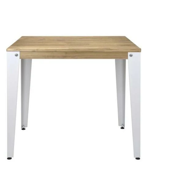 Acheter ???? Table Haute Mange Debout Lunds 39x110x110cm Métal Blanc-plateau Bois Vieilli. ✨ 2 Acheter ???? Table Haute Mange Debout Lunds 39x110x110cm Métal Blanc-plateau Bois Vieilli. ✨ – Image 2