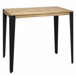 Meilleure affaire ⌛ Table Haute Mange Debout Lunds 60X100x110cm Métal Noir-finition Bois Vieilli. ❤️