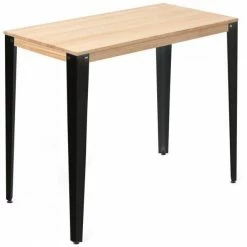 Remise ✔️ Table Haute Mange Debout Lunds 60X110x110cm Métal Noir-naturel ✔️