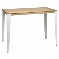 De gros ???? Table Haute Mange Debout Lunds 60X140x110cm Métal Blanc-bois Vieilli ????