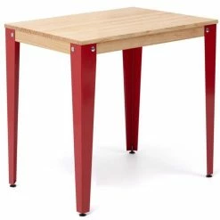 Offres ???? Table Lunds 59x59x75cm Rouge-naturel. ????