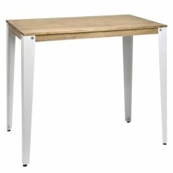 Offres ✔️ Table Mange Debout Lunds 60X100x110cm Blanc-plateau Bois Finition Vieilli. ????