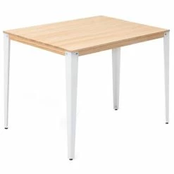 Nouveau ???? Table Mange Debout Lunds 80X140x110cm Métal Blanc-naturel. ????