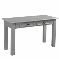 Le moins cher ???? Table PM L96 X P42 X H 56 Cm Avec Tiroirs Romantic Grey Bois Gris ⌛