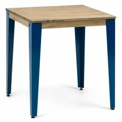 Budget ???? Table Salle à Manger Lunds 59x59x75cm Bleu-vieilli, Style Industriel Vintage ????