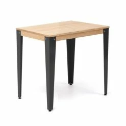 Meilleur prix ✔️ Table Salle à Manger Lunds 80x80x75cm Noir-Naturel. ????