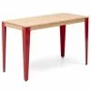Bon marché ???? Table Salle à Manger Lunds 90x160x75cm Métal Rouge-plateau Bois Finition Naturel ????