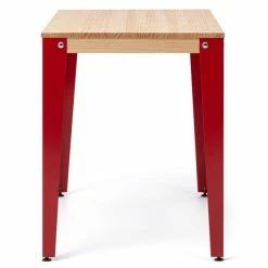 Bon marché ???? Table Salle à Manger Lunds 90x160x75cm Métal Rouge-plateau Bois Finition Naturel ???? -Buffets Shop table salle a manger lunds 90x160x75cm metal rouge plateau bois finition naturel 03