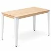 Acheter ⭐ Table Salle à Manger Lunds 90x180x75cm Métal Blanc-plateau Bois Finition Naturel ????