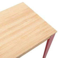 Vente flash ???? Table Salle à Manger Lunds 90x180x75cm Métal Rouge-plateau Bois Finition Naturel ???? -Buffets Shop table salle a manger lunds 90x180x75cm metal rouge plateau bois finition naturel 05