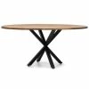 Le moins cher ???? Table Salle A Manger Ovale Pied étoile 160x100cm Noir-Bois Vieilli ????