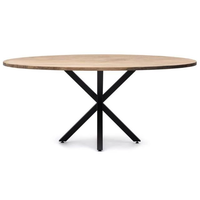 Le moins cher ???? Table Salle A Manger Ovale Pied étoile 160x100cm Noir-Bois Vieilli ???? 2 Le moins cher ???? Table Salle A Manger Ovale Pied étoile 160x100cm Noir-Bois Vieilli ???? – Image 2