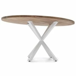 Acheter ???? Table Salle à Manger Ovale Pied étoile Industriel 160x90cm Blanc-bois Vieilli ⌛ -Buffets Shop table salle a manger ovale pied etoile industriel 160x90cm blanc bois vieilli 04