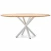 Meilleure affaire ???? Table Salle à Manger Ovale Pied étoile Scandinave 160x80cm Blanc-bois Naturel ????
