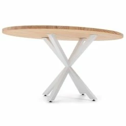 Meilleure affaire ???? Table Salle à Manger Ovale Pied étoile Scandinave 160x80cm Blanc-bois Naturel ???? -Buffets Shop table salle a manger ovale pied etoile scandinave 160x80cm blanc bois naturel 04