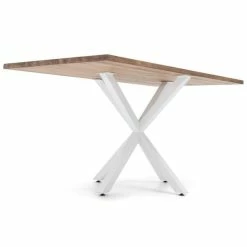Vente flash ???? Table Salle à Manger Pied étoile Industriel 160x80cm Blanc-bois Vieilli ???? -Buffets Shop table salle a manger pied etoile industriel 160x80cm blanc bois vieilli 04