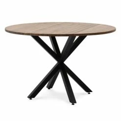 Coupon ???? Table Salle à Manger Ronde Pied étoile Industriel 120cm Noir-bois Vieilli ????