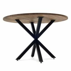 Coupon ???? Table Salle à Manger Ronde Pied étoile Industriel 120cm Noir-bois Vieilli ???? -Buffets Shop table salle a manger ronde pied etoile industriel 120cm noir bois vieilli 03