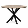 Coupon ???? Table Salle à Manger Ronde Pied étoile Style Industriel 100cm Noir-bois Vieilli ????