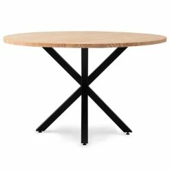 Remise ???? Table Salle à Manger Ronde Pied étoile Type Scandinave 100cm Noir-bois Naturel ????