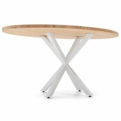 Nouveau ⭐ Table Salle à Manger Ronde Pied étoile Type Scandinave 120cm Blanc-bois Naturel ???? -Buffets Shop table salle a manger ronde pied etoile type scandinave 120cm blanc bois naturel 03