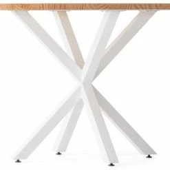 Nouveau ⭐ Table Salle à Manger Ronde Pied étoile Type Scandinave 120cm Blanc-bois Naturel ???? -Buffets Shop table salle a manger ronde pied etoile type scandinave 120cm blanc bois naturel 04