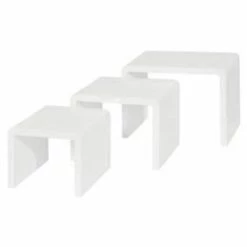 Grosses soldes ❤️ Tables Gigognes Blanc Laqué - L39xP30xH29 - L49xP30xH35 - L59xP30xH41 Cm - Par 3 ????