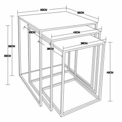 Vente flash ???? Tables Gigognes Métal Noir 36x36x45+43x43x50+50x50x55cm - Par 3 ⌛ -Buffets Shop tables gigognes metal noir 36x36x45 43x43x50 50x50x55cm par 3 03