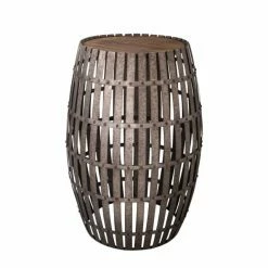 De gros ???? Tonneau De Bar Ajouré Fer Et Bois Ciré H: 100 Ø70 Plateau Ø 52 ????